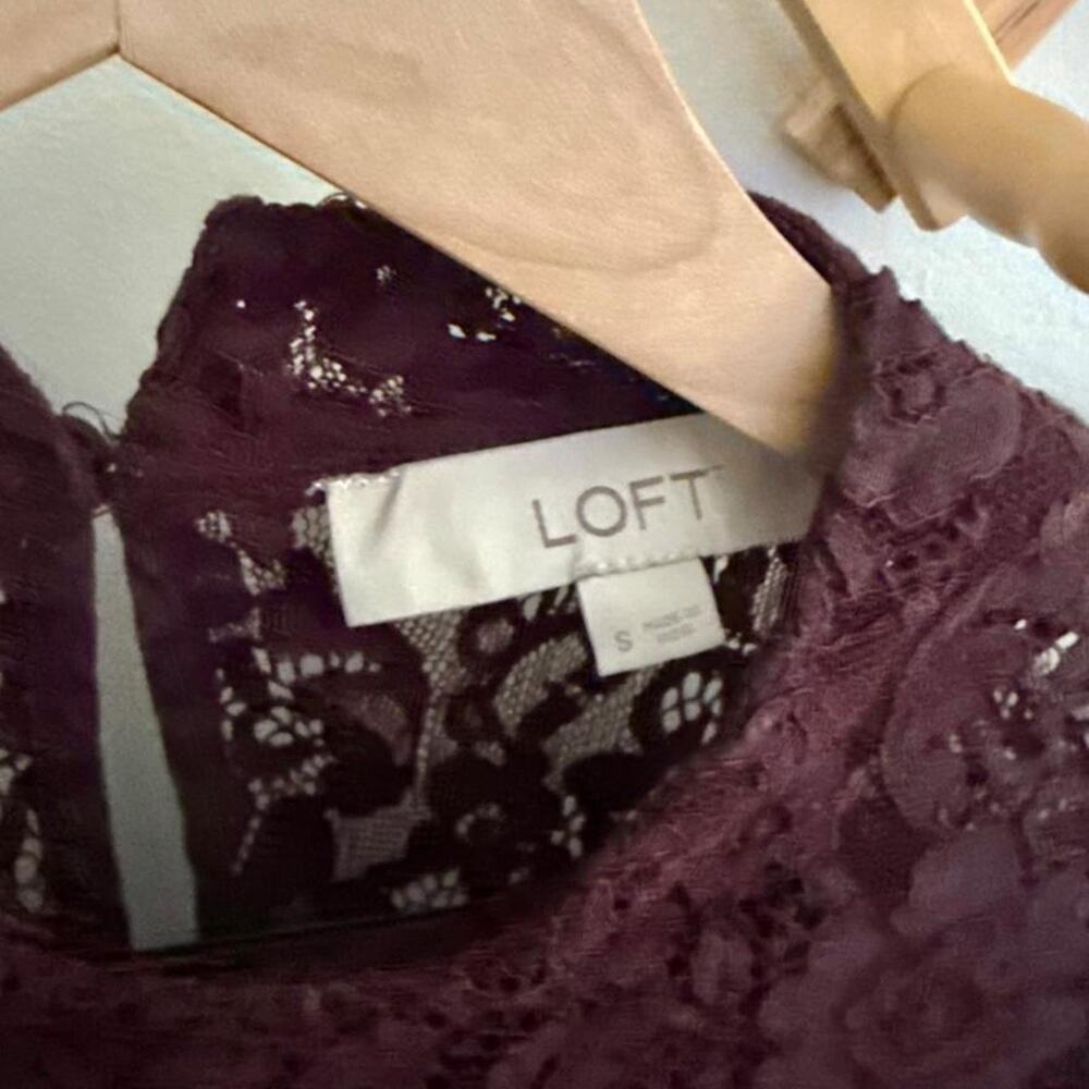 Whimsigoth merlot lace bell sleeve mock neck blouse - Picture 3 of 5